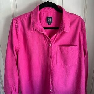 GAP Women’s Linen Bright Pink Casual Shirt